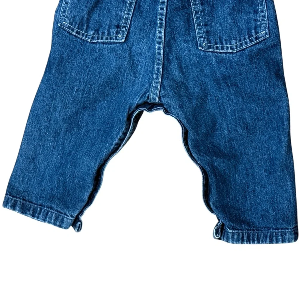 VTG OshKosh B'gosh Dark Blue Denim Overalls 18 Mo Vestbak Snap Crotch Classic